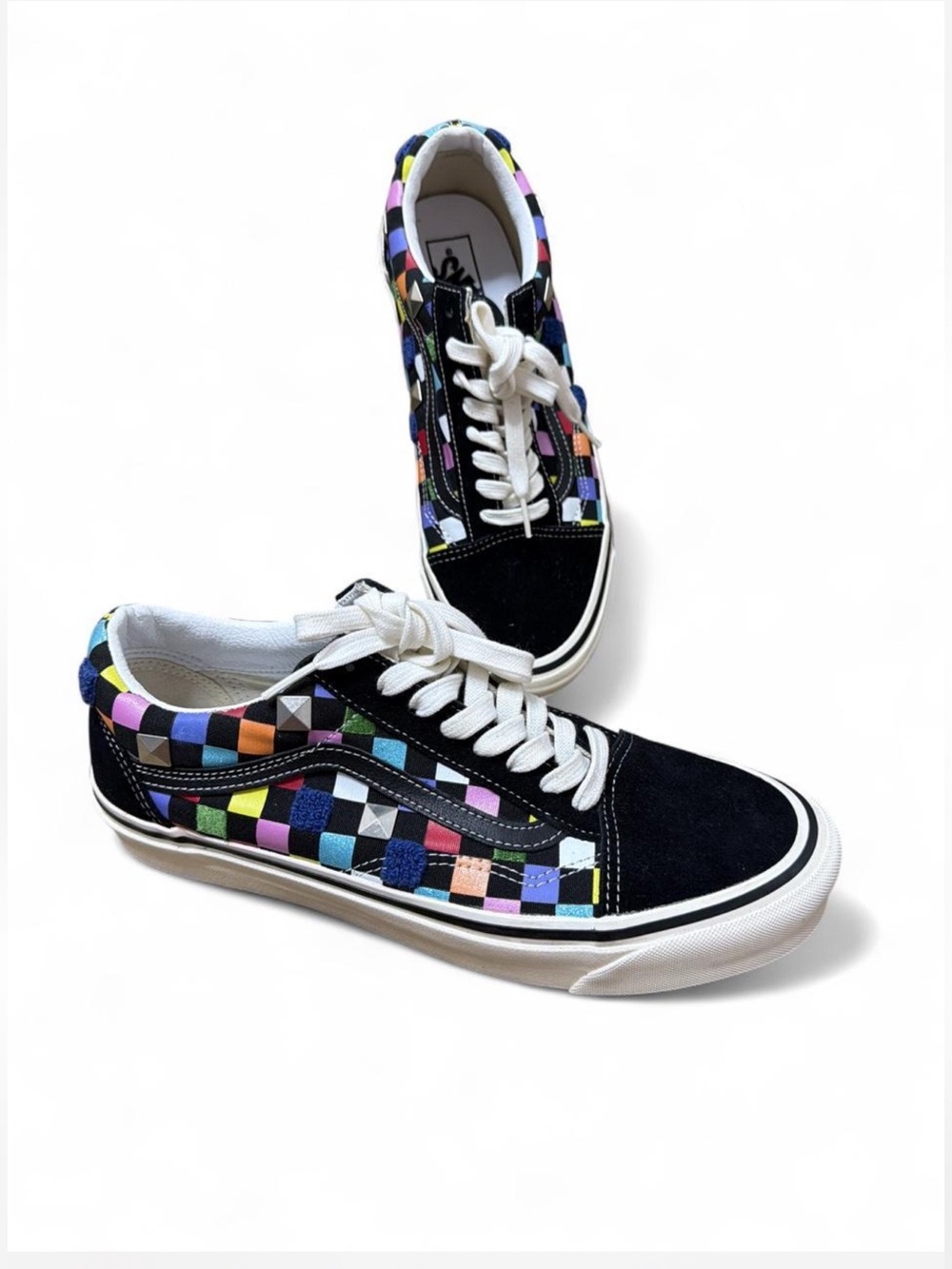 Vans Of The Wall Black Multi-Checkerboard Old Skool Sneakers Size 11 (W) 9.5 (M)
